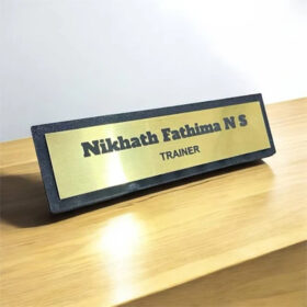 Solvin Art Personalized Gold Acrylic Desk Name Plate Engraved Office
